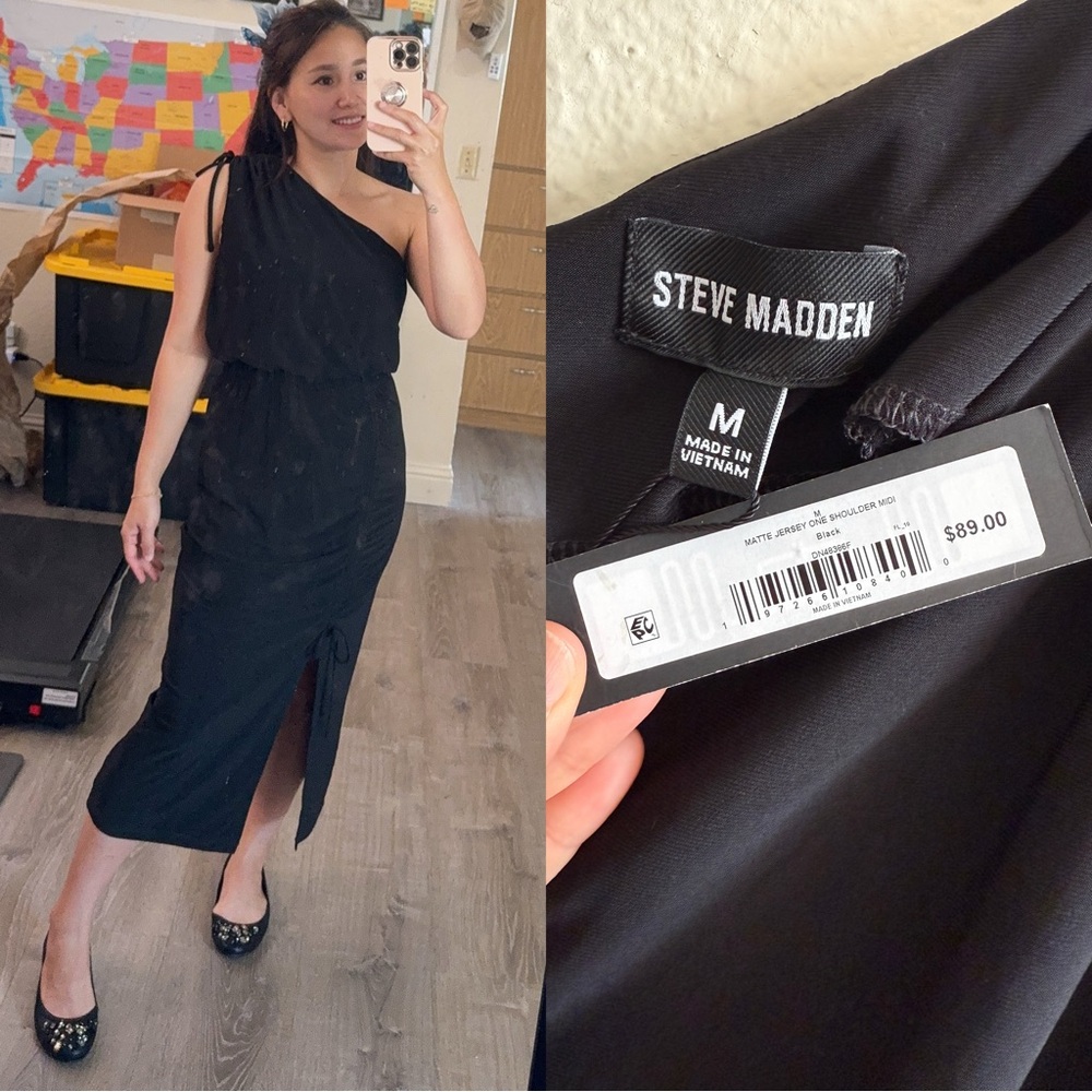 Steve Madden Black One-Shoulder Dress-Size M-NWT